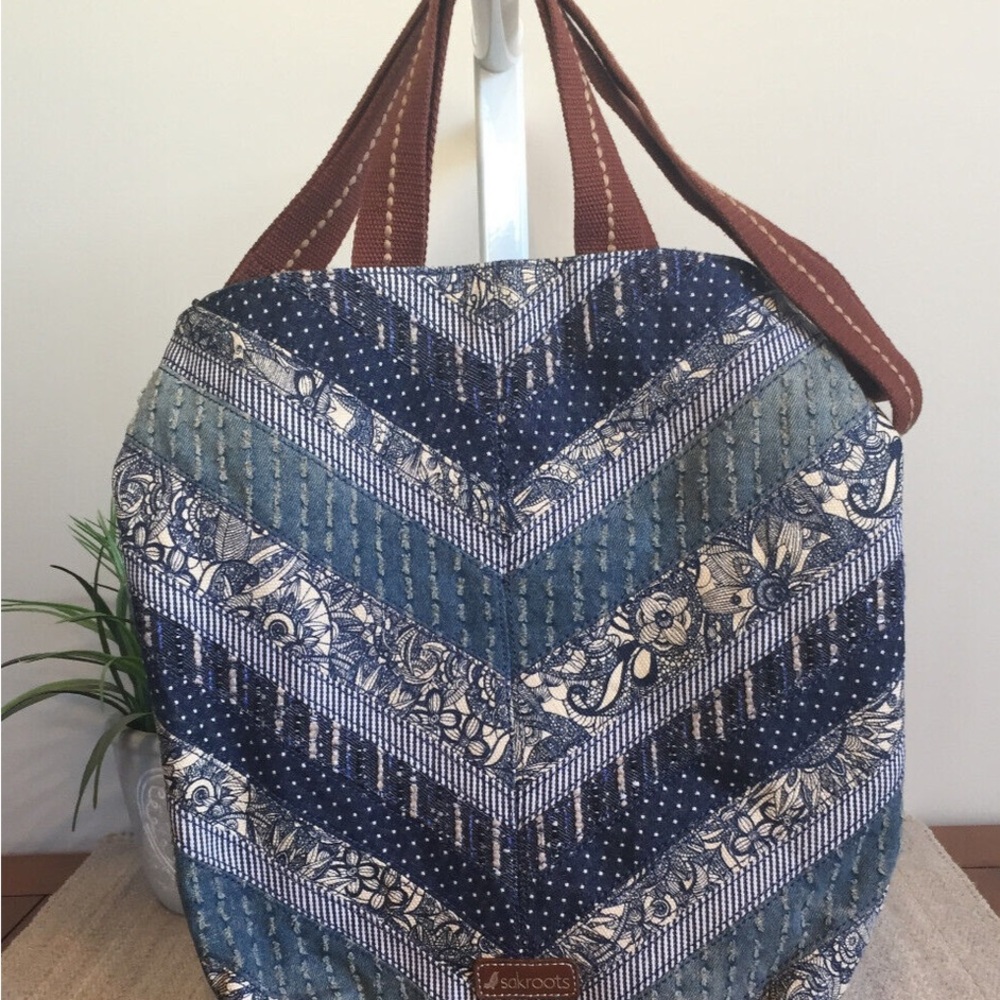 Sakroots Blue and Brown Patterned Tote